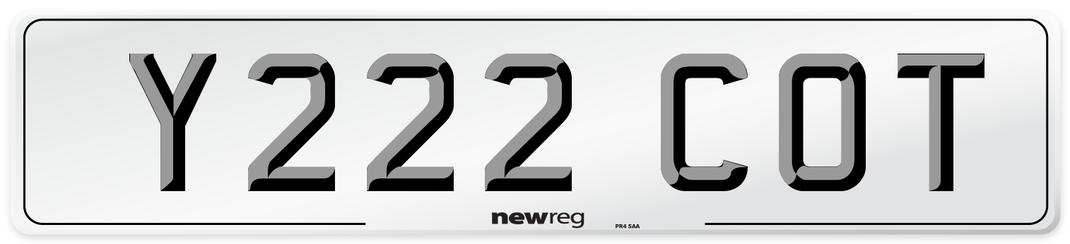 Y222 COT Number Plate from New Reg